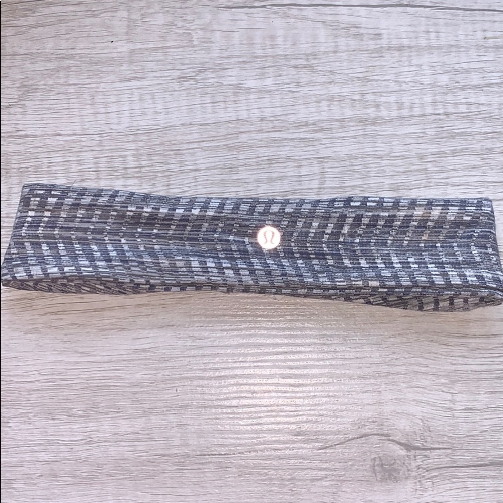 Grey and white lululemon headband